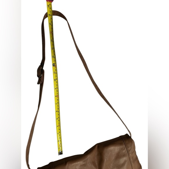 Stone Mountain Made in USA Leather Slouch Crossbody Cognac 14x12 Vintage Boho - Picture 8 of 9